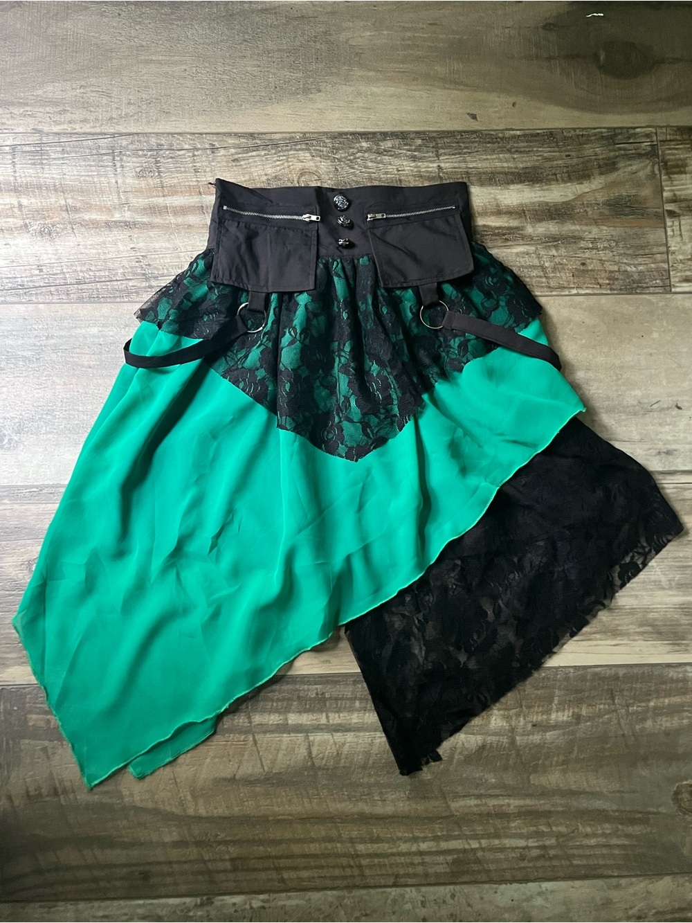 Edgy Asymmetrical Skirt with Lace